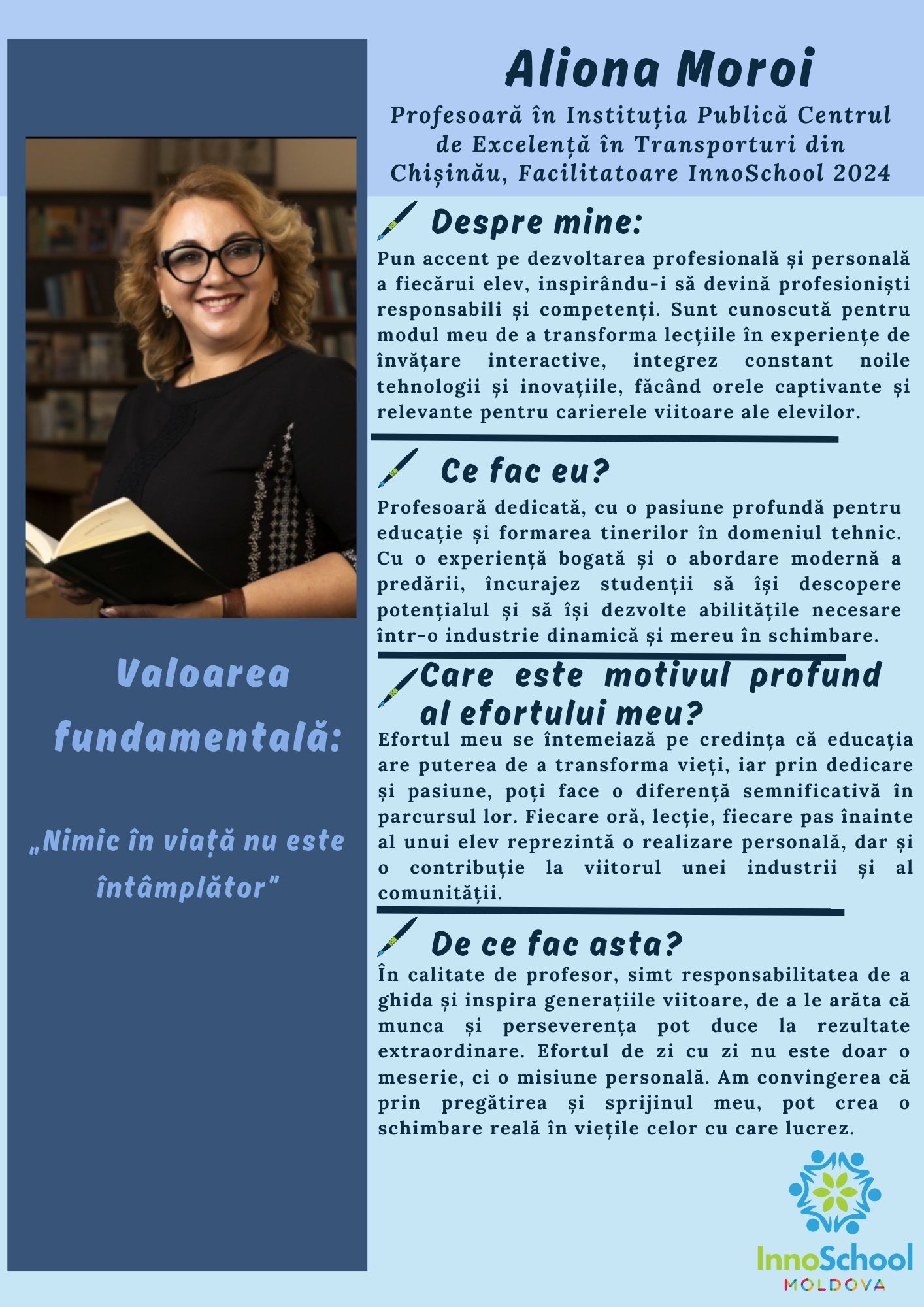 Aliona Moroi - Facilitatoare InnoSchool Moldova 2024