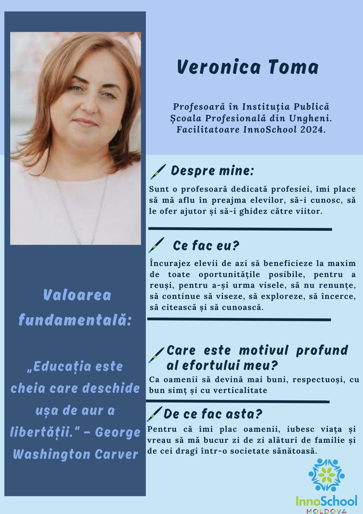 Veronica Toma - Facilitatoare InnoSchool Moldova 2024