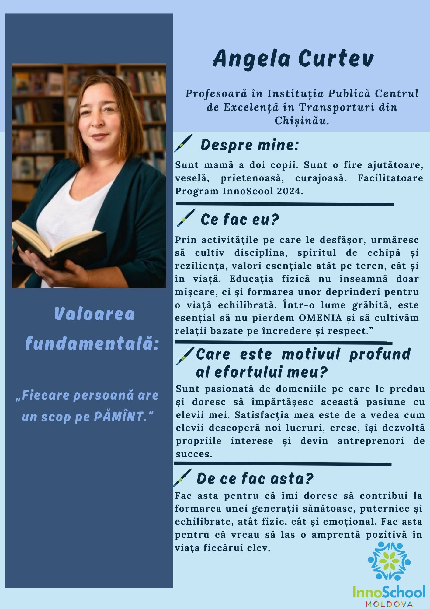 Angela Curtev Facilitatoare InnoSchool Moldova 2024