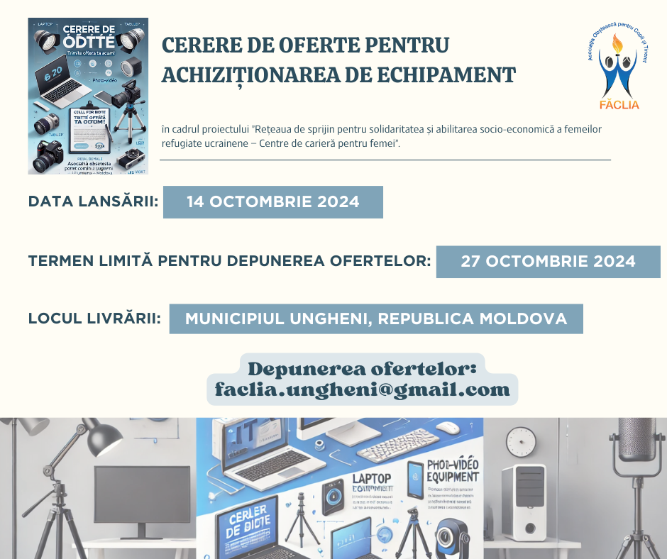 Cerere de oferte – Achiziționare Echipamente