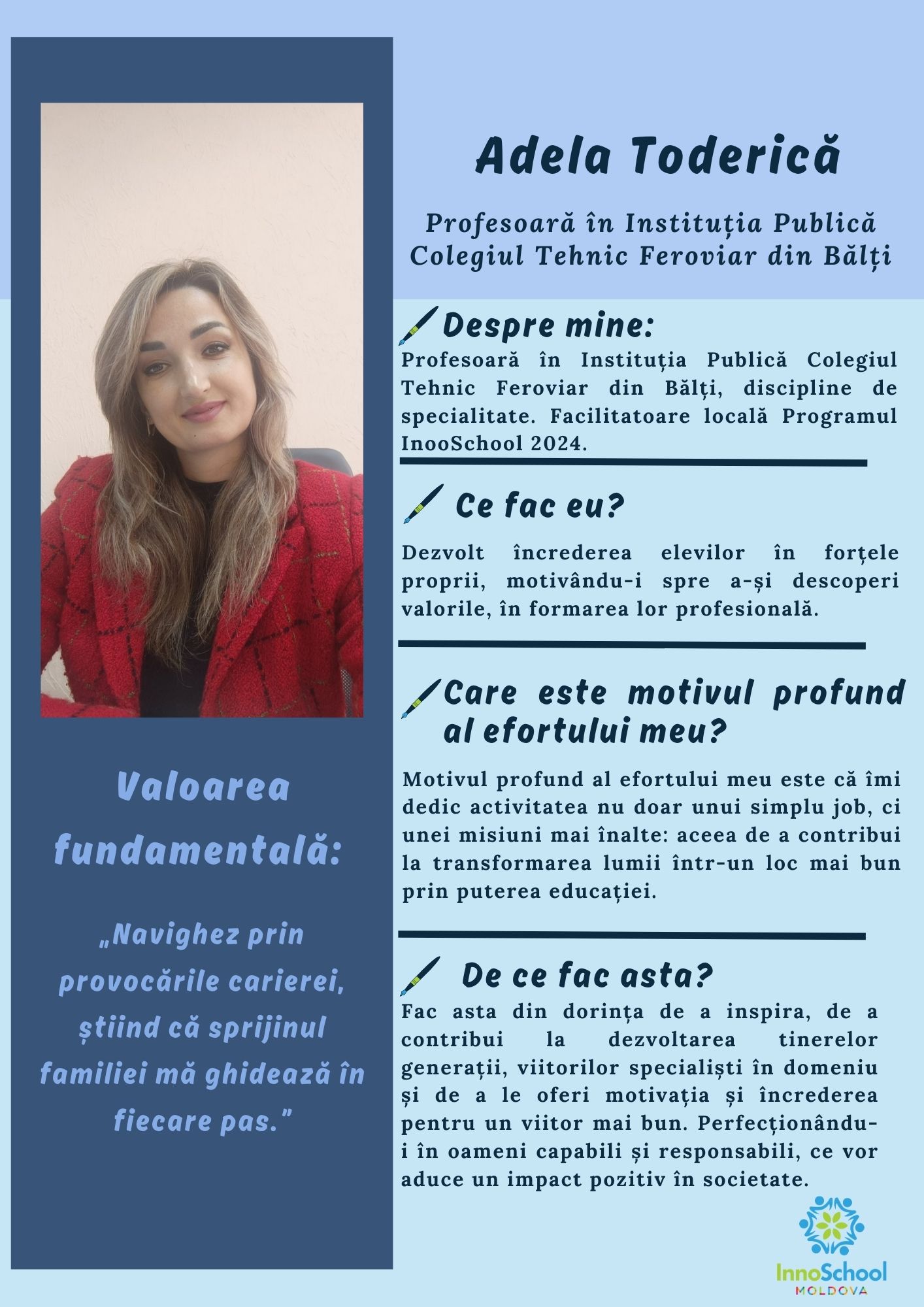 Adela Toderică - Facilitatoare InooSchool Moldova 2024