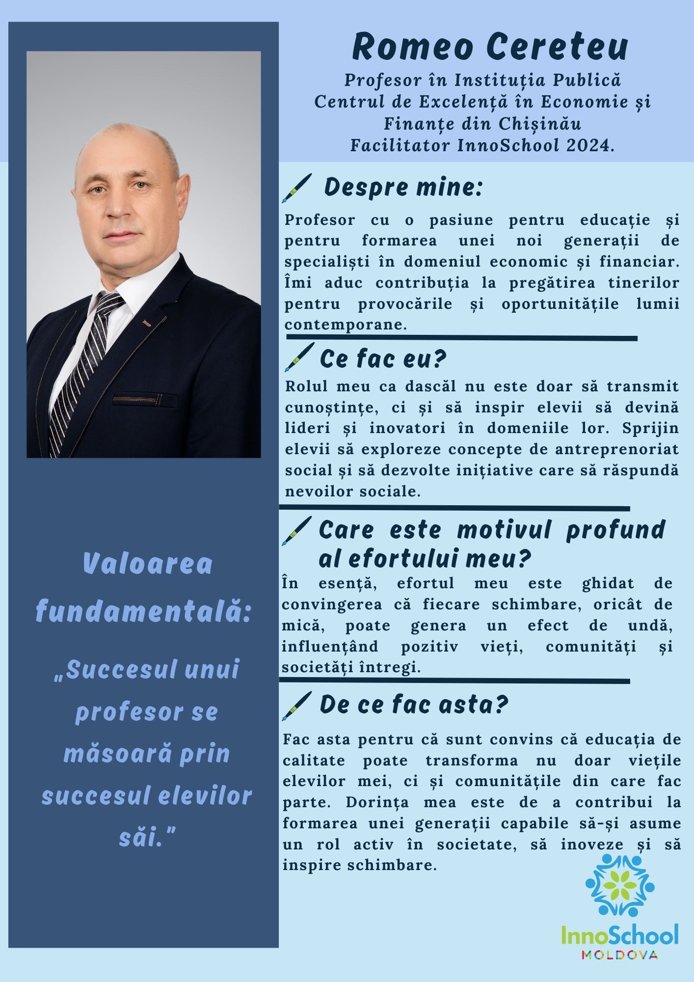Romeo Cereteu, Facilitator InnoSchool Moldova 2024