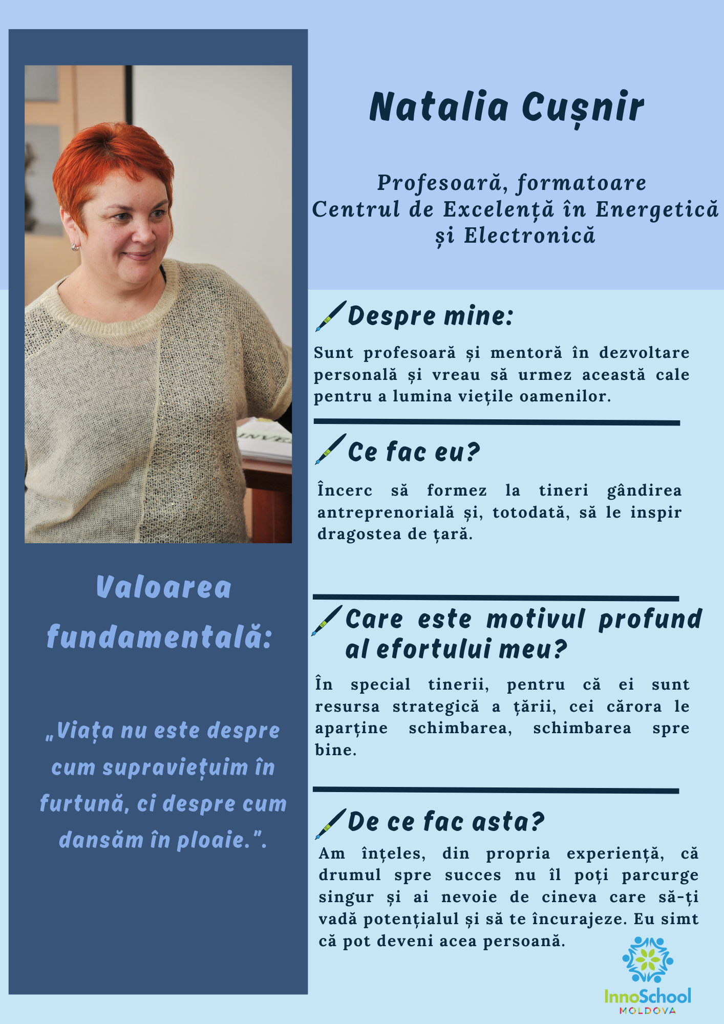 Natalia Cușnir - Facilitatoare Program InnoSchool Moldova 2024