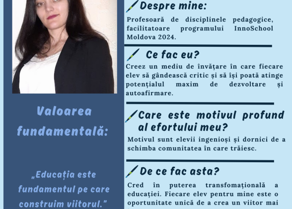Elena Lupușor - Facilitatoare InnoSchool Moldova 2024