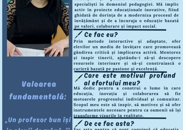 Cristina Marinovschi - Facilitatoare InnoSchool Moldova 2024