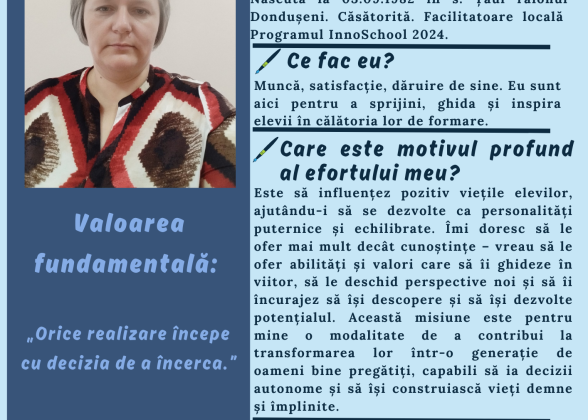 Viorica Furdui - Facilitatoare InnoSchool Moldova 2024