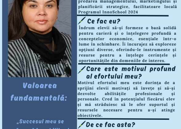 Anjela Glavan - Facilitatoare InnoSchool Moldova 2024
