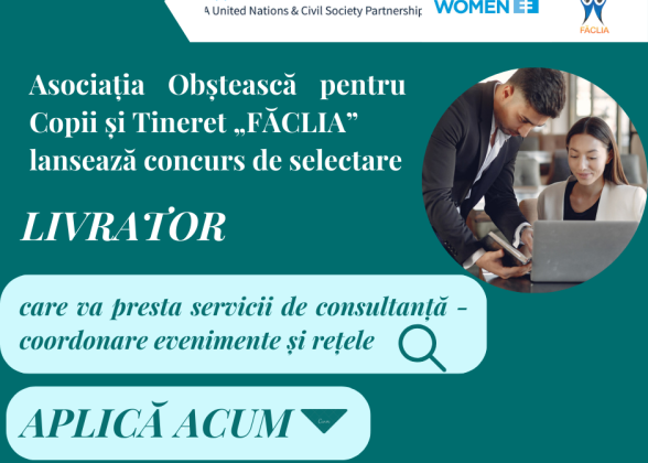 Concurs de selectare a unui livrator care va presta servicii de consultanță - coordonare evenimente și rețele