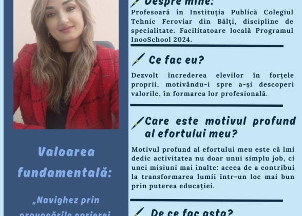 Adela Toderică - Facilitatoare InooSchool Moldova 2024