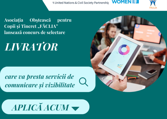 Concurs de selectare a unui livrator care va presta servicii de comunicare și vizibilitate