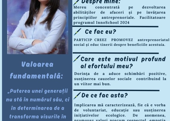 Iuliana Tîrnovan - Facilitatoare Program InnoSchool Moldova 2024